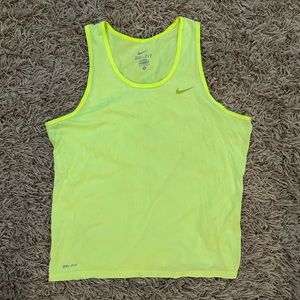 Nike Dri-Fit Miler Singlet Running Neon Yellow Tank Large